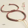 Pulseira de Contas Usável de Fio de Algodão Enrolado à Mão DIY Cinnabar Cera de Abelha Ouro e Prata Corda de Pulseira Corda Trançada Nó Vajra de Xizang
