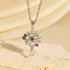 Colar de Pétalas Totalmente Cravejado em Diamante Estilo Coreano para Mulheres, Banhado a Cobre com Ouro 18K, Joia de Alta Qualidade Estilo Trendy Ins, Atacado Transfronteiriço Ouro Rosa