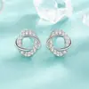 Brincos de Anel de Möbius, Brincos Geométricos Espirais Cravejados de Diamantes, Novo Design de Nicho de Luxo Leve, Brincos Populares de Alta Gama
