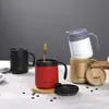 Copo Térmico para Escritório para Homens e Mulheres, Caneca de Café de Aço Inoxidável, Copo de Chá Portátil para Casal para Uso ao Ar Livre com Alça e Vedação