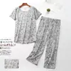 Pijama Feminino Verão Manga Curta Plus Size Magro Feminino Roupa de Casa Conjunto Fofo e Fresco de Cabelo