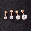 Pendientes pequeños con diseño de 4 garras de circonita y titanio de estilo coreano para mujer, con hilo metálico y diseño distintivo.