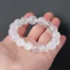 Pulsera de cristal blanco natural, cuentas redondas de cristal blanco esmerilado, pulsera de cuentas de cristal de una sola hebra para mujer, joyería DIY, pulsera de cristal blanco lechoso