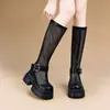 Botas Martin de caña alta 2026 para mujer, Botas geniales de suela gruesa, Botas de malla hueca estilo coreano, Botas largas, Nuevo modelo de verano, Botas largas, Botas de montar
