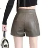 Shorts de cuero para mujer, nuevos leggings ajustados de cintura alta para otoño e invierno 2026, pantalones casuales favorecedores y modernos