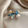 Pendientes de Perla de Gama Alta de Nicho, Elegantes y Sencillos, Pendientes de Perla Color Champaña