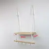 Estilo Nórdico Cuerda de Algodón Gancho sin Clavos Estante de Almacenamiento Sala de Estar Casa de Huéspedes Colgante de Pared Estante para Flores Estante para Tazas Estante de Madera Maciza Estante Decorativo