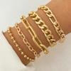 Pulsera de Cadena de Aleación de Metal Multicapa Europea y Americana Set Personalizado Mix and Match Adornos de Mano Pulsera de Disco de Estrella de Cinco Puntas Corazón para Mujer