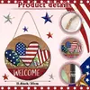 Señal de Madera de Bienvenida para el Día de la Independencia Americana Transfronteriza Señal para Puerta Artesanía de Madera Decoración para el Hogar Colgante del Día de la Independencia
