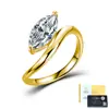 Anillo de plata S925 de 2 quilates, color D, moissanita tipo marquesa, con banda delgada y shank retorcido, pasa la prueba de diamante, suministro transfronterizo, dropshipping de una pieza
