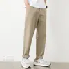 Calças Casuais Elegantes de Primavera e Outono Masculinas Retas Estilo Coreano Modernas Versáteis Cáqui Elásticas Calças de Trabalho Masculinas