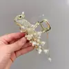 Pinza para el Cabello de Metal para Mujer, Pinza Tiburón de Lujo de Alta Gama, Pasador para Peinados Recogidos, Accesorio para el Cabello con Perlas para la Parte Trasera de la Cabeza