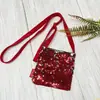 Bolso Cruzado Mini de Lentejuelas Bicolor en Borgoña y Azul Real con Correa de Hombro de Terciopelo Brillante, Bolso Cruzado Pequeño Versátil, Estilo Portátil al por Mayor