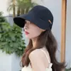 Chapéu de Pescador Estilo Zhao Lusi para Mulheres Primavera e Verão 2023 Proteção Solar Viseira UV Chapéu de Sol Liso Preto
