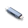 Lector de tarjetas TF de doble cabezal USB-C compatible con Apple para teléfonos móviles, computadoras, lector de tarjetas de aluminio portátil dos en uno
