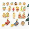 Colgante de cuentas perforadas con forma de rueda de esmalte de color danza del león con forma de calabaza de aceite de gota de oro antiguo, accesorio para collar y pulsera