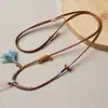 Pingente de Jade e Jade Hetian com Cordão de Couro, Cordão de Colar Simples e Confortável, Joia de Jade Ajustável, Cordão de Pingente Preto Tecido à Mão
