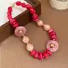 Collar de doble capa con cuentas acrílicas transfronterizo europeo y americano, cadena para la clavícula de lujo ligero de alta gama, joyería de estilo étnico vintage al por mayor