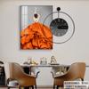 Pintura decorativa moderna de lujo para restaurante, con reloj, mural para sala de estar, mesa de comedor, pintura de pared combinada, fondo de belleza, pintura colgante de pared