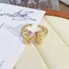 Anel Aberto Gota de Óleo Esmaltado Luz Luxo Alto Padrão Anel Caixa Cega Ao Vivo Vintage Estilo Palácio Flor