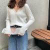 Roupas de Primavera 2025 Novo Agasalho Curto Solto Decote V Tricô Jaqueta Tricô Cardigã Blusas Femininas Atacado