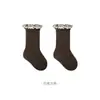 Nuevos Calcetines Infantiles de Primavera y Otoño, Calcetines de Media Pantorrilla para Niñas, Calcetines de Princesa con Encaje, Calcetines Versátiles para Bebés Niñas Estilo Bosque Retro