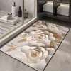 Tapete de Chão Absorvente Secagem Rápida para Banheiro com Florais em Relevo, Suave de Terra de Diatomáceas, Antiderrapante para Entrada do Banheiro