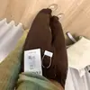 Jeans Estrechos de Pierna Ancha Color Café Melard para Mujer, Nuevo Estilo Otoño e Invierno 2025, Pantalones Rectos Sueltos de Tiro Alto Marrón con Forro de Felpa