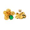 Nuevos aretes de florete joyería Europa y Estados Unidos temperamento combinable acero inoxidable 18K aretes de circonita flor aretes viento rojo neto