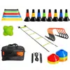 Conjunto de Treinamento de Escada de Agilidade para Futebol Escada de Velocidade Escada de Corda Grade de Pulo Marcadores Cônicos Estacas de Solo Bolsa de Armazenamento Aptidão Física para Campus