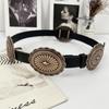 Cinto de Couro Genuíno Estilo Boêmio com Fivela Decorada Feminino Retro Acessórios Grandes Cinturão Largo Esculpido Cintura Vedação Cinto Moderno