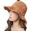 Moda de Verano Protección Solar Sombrero de Sol para Mujer, Sombrero de Pescador de Ganchillo Hueco de Ala Ancha, Sombrero de Pescador de Playa con Protección Solar Que Hace Que la Cara Se Vea Más Pequeña