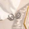 Brincos Yuhui de Aço Titânio Transfronteiriços, Formato de Gota D'água com Diamante, Estilo Clássico em U, Luxo Leve, Sensação de Alta Qualidade, Banhados a Ouro Real, Brincos à Prova d'Água