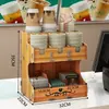 Porta-copos de papel descartável, dispensador de copos para loja de milk tea, porta-copos multifuncional para balcão de cafeteria