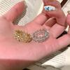 Anillo de Encaje Estilo Buchi Italiano Anillo de Diamante Dorado de Rejilla de Diamante Cepillada de la Edad Media/Antigua