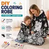 Amazon Transfronterizo DIY Graffiti Bata de Baño Hecho a Mano Coloreable Padre-Hijo Cálido Lana de Cordero Ropa para el Hogar Venta al por Mayor