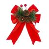 Colgante Decorativo para Árbol de Navidad Aguja de Pino Fruto Rojo Terciopelo Rojo Lazo de Cuadros Rojo y Negro Borde Ensamblado Colgante