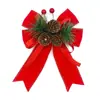 Colgante Decoración Árbol de Navidad Hojas de Pino Bayas Rojas Tela de Terciopelo Cuadros Rojos y Negros Lazos Costura Overlock Ensamblado Adorno para Colgar