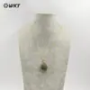 WT-N1453 piedra natural con purpurina forma de gota colgante reflectante collar ajustable joyería diaria para chicas