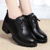 Sapatos de couro com cadarço para mulheres primavera e outono 2021 novos sapatos de couro macio com fundo macio e boca profunda de camada única, plataforma preta, sapatos femininos