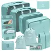 Set organizador de viaje premium, incluye 11 piezas: bolsas para guardar ropa, bolsas con cordón, bolsas para cosméticos y artículos de tocador, y bolsas de malla plegables para almacenamiento