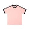 Nueva Camiseta de Verano de Color Puro Moda Casual de Manga Corta Cuello Redondo con Volantes Algodón Puro Tres Rayas Algodón Puro Camiseta Ropa Personalización