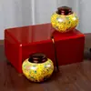 Yuerui Latas de Té Esmaltadas Cajas de Regalo Almacenamiento de Materiales Medicinales de Alta Gama Sello Pequeño Altar Cerámico Botella de Té Grande Vacía