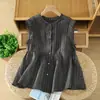 Camisa de Muñeca Juvenil de Verano Estilo Europeo Nuevo Estilo Perezoso con Mangas Volantes para Mujer, Blusa Casual sin Mangas de Diseñador para Mujer