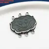 Plata de Ley Piedra Incrustada Zafiro Ágata Palabra Feliz Calabaza Flor Pequeña Calabaza Colgante Accesorios Retro Viejo Bricolaje Materiales Hechos a Mano