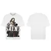 Saint vintage Estilo Americano High Street Holgada Vtg Camiseta de Manga Corta para Hombre Camiseta Estampada Alfabeto Figura Camiseta Urbana