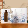 Caja de embalaje de licor en stock, lote pequeño, tinta azul y blanca, caja de libro bronceada Wen Chuang, un lote de fabricantes de Dongguan