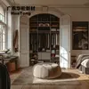 Yeso Estilo Francés Vestidor Arco Tallado Conjunto Completo de Componentes Área de Almacenamiento en Dormitorio Líneas de Pared Curvas Producción Personalizada
