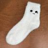 Calcetines blancos de mujer para otoño e invierno, hasta media pantorrilla, bonitos calcetines japoneses de terciopelo de visón de moda, gruesos y cálidos, medias peludas