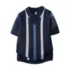 Camiseta Informal de Manga Corta con Rayas y Bloques de Color Estilo Coreano para Hombre, Nueva Marca de Moda de Verano, Camisa Polo de Punto de Moda Personalizada
